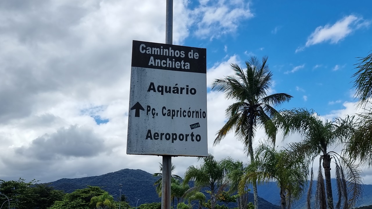 Placa Caminhos de Anchieta em Ubatuba