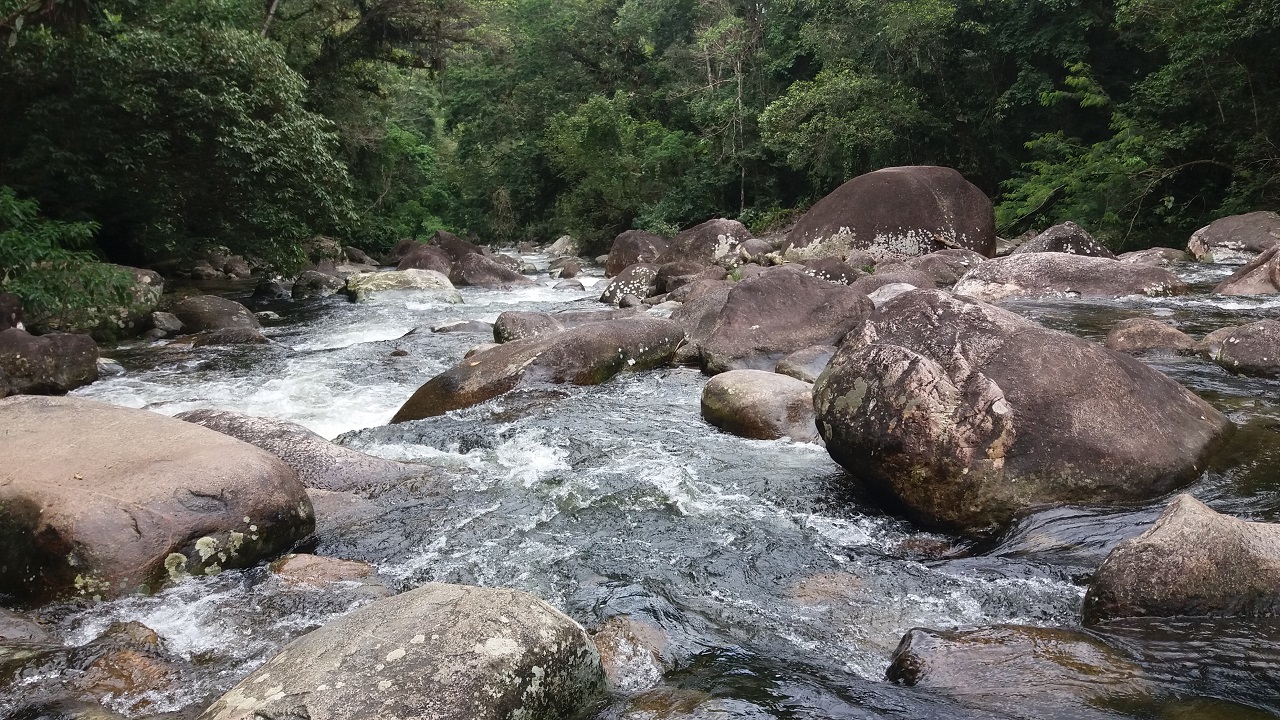 A corredeira de água da Cachoeira da Renata