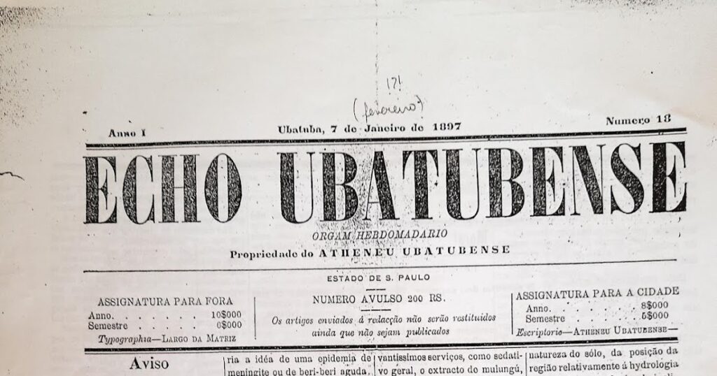 Capa de jornal Ubatubense 