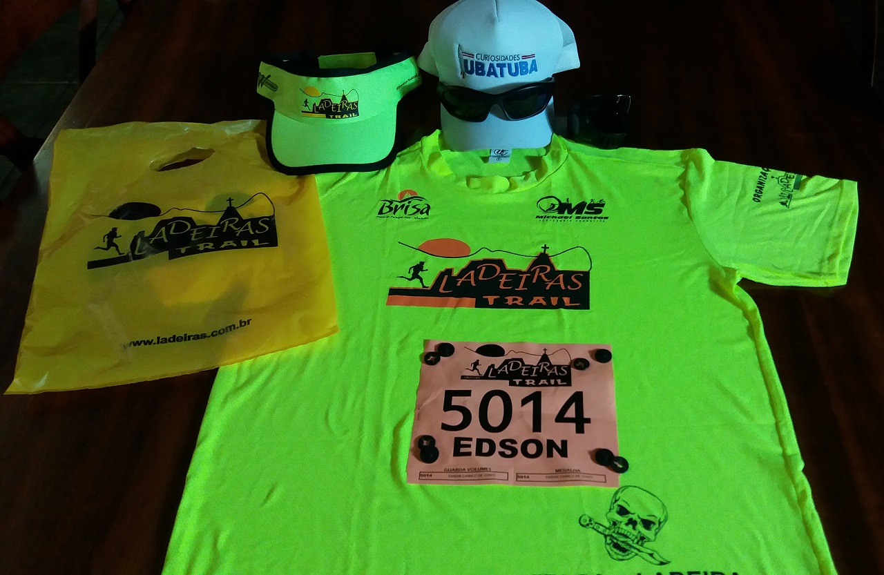 Kit atleta da primeira corrida Ladeiras Trail de Ubatuba