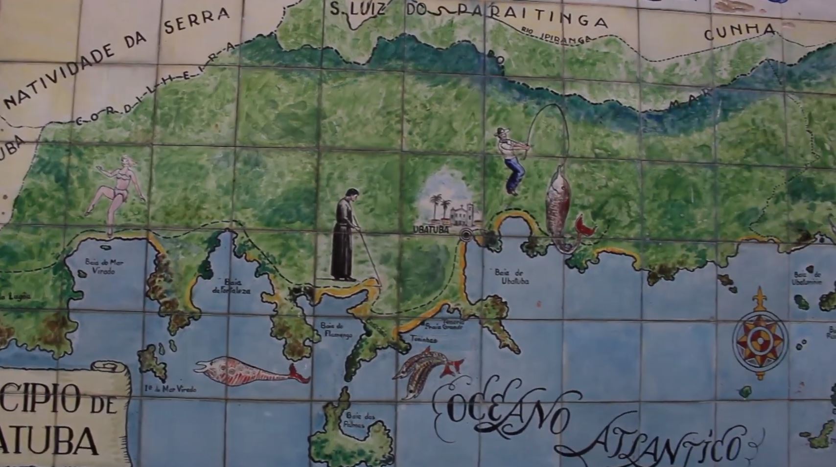 Azulejo dentro do Casarão Ateneu Ubatubense