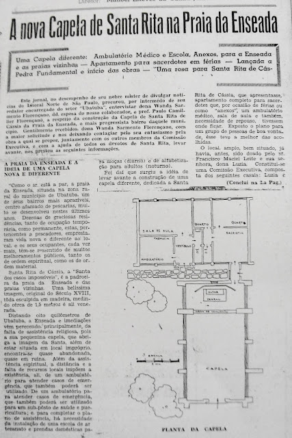 Jornal sobre a construção da Capela de Santa Rita